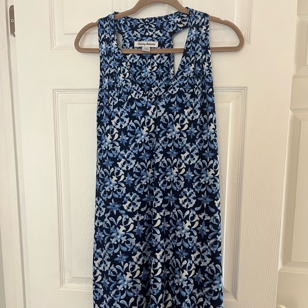 Tommy Bahama Navy and Light Blue Floral Dress
